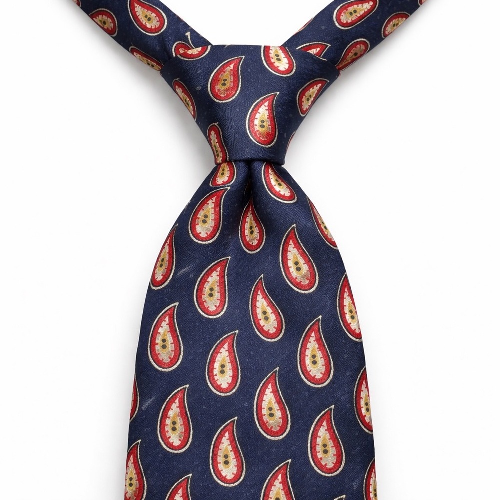 Vtg Liberty‎ of London Necktie OS Navy Blue Paisley Silk USA Made Heritage Tie